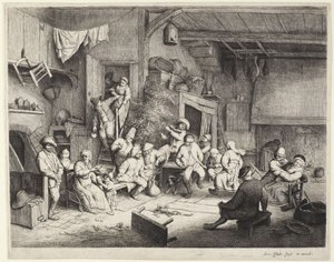 Interiér nizozemské hospody od Adriaen van Ostade