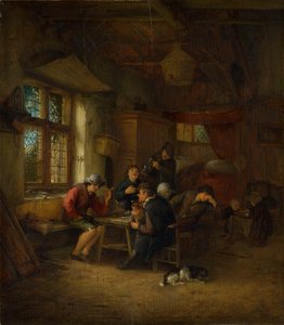 Interiér krčmy s pěti sedláky a ženou od Adriaen van Ostade