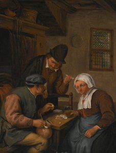 Interiér s rolníky hrajícími karty od Adriaen van Ostade