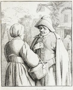 Muž a žena v rozhovoru od Adriaen van Ostade