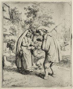 Muž a žena mluví od Adriaen van Ostade