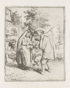 Muž a žena v rozhovoru od Adriaen van Ostade