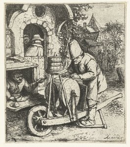Brousek nožů v práci u ševce Brousek na nože od Adriaen van Ostade