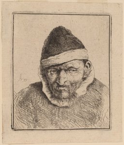Rolník na sobě špičatou čepici od Adriaen van Ostade