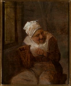 Žena přede u okna od Adriaen van Ostade
