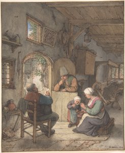 Čtení zpráv v chalupě tkalců od Adriaen van Ostade