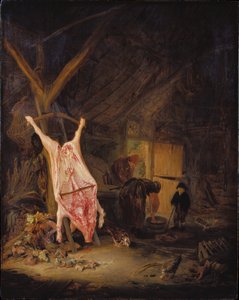 Porážené prase ve stodole od Adriaen van Ostade