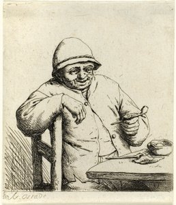 Kuřák opřený o opěradlo židle od Adriaen van Ostade