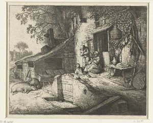 Točící se žena před domem špindíra od Adriaen van Ostade