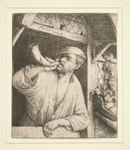 Pekař troubící na roh od Adriaen van Ostade