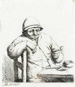 Kuřák opřený o opěradlo židle od Adriaen van Ostade