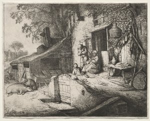 Žena Spinning od Adriaen van Ostade