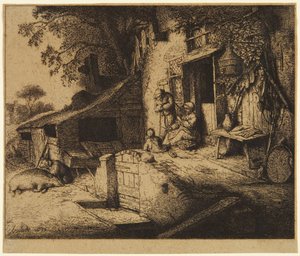 Žena při předení od Adriaen van Ostade