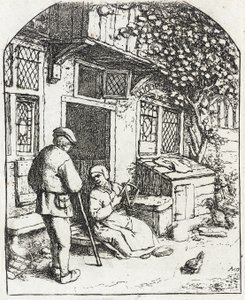 Žena navíjející na cívku od Adriaen van Ostade