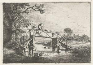 Dva rybáři na mostě rybář od Adriaen van Ostade