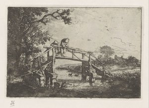 Dva rybáři na mostě od Adriaen van Ostade