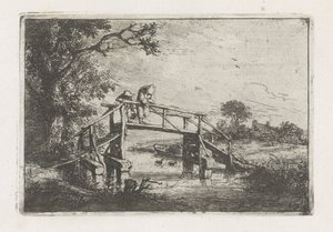 Dva rybáři na mostě od Adriaen van Ostade
