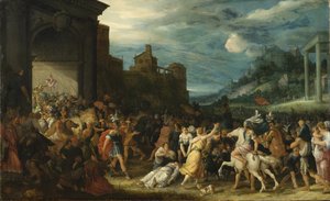 Les Horace entrent dans Rome - Horatii vstupující do Říma, Stalbemt, Adriaen, van (1580-1662). Olej na dřevě. Rozměr: 67 x 109 cm. Národní muzeum Stockholm