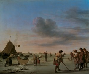 Golfisté na ledě u Haarlemu, 1668 (panel) od Adriaen van de Velde