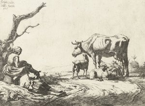 Pastýř a pastýřka s dobytkem, 1653 od Adriaen van de Velde