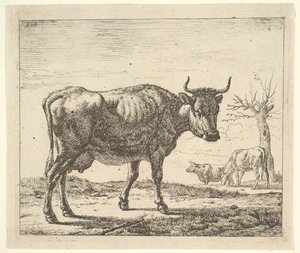 Tři krávy, z různých zvířat. od Adriaen van de Velde