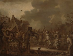 Tančící rolníci od Adriaen van de Venne