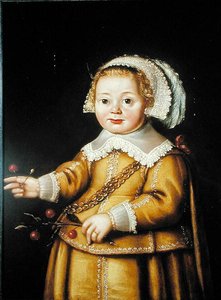 Portrét Anne Gibsonové jako dítěte (olej na panelu) od Adriaen van der Linde