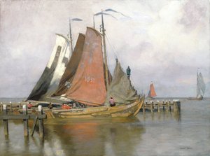 Rybářské lodě opouštějící přístav Zuyderzee, 1899