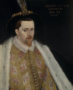 Jakub VI. a I. 1566-1625, skotský král, 1595 od Adrian Vanson
