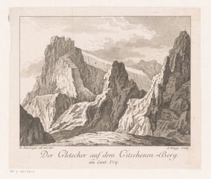 Pohled na ledovec v Alpách Der Gletscher auf dem Gitschenen-Berg (název na objektu)