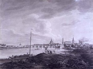 Pohled na Drážďany, kolem roku 1788 (inkoust a omytí grafitem na papíře)