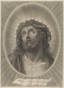 Hlava Krista vzhlíží s trnovou korunou, v oválném rámu, po Reni, ca. 1..., ca. 1653-67. od Adrian van Melar