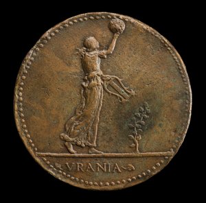 Urania Walking to Right, Holding a Globe and Lyre [reverse], 1488 nebo později.