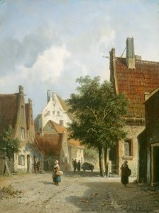 Amsterdamská pouliční scéna (olej na dřevě)