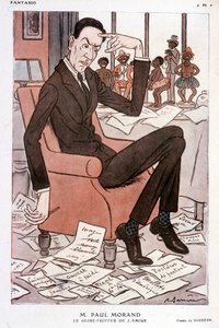 Vtipný portrét Paula Moranda – od Barrère ve „Fantasio““ z 15.9.1928 od Adrien Barrere