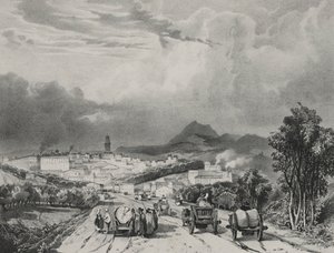Vue generale de Riom, Auvergne, 1829. od Adrien Dauzats