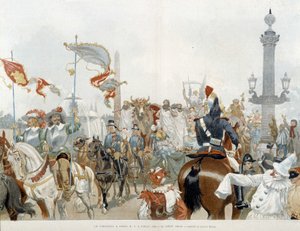 Karneval v Paříži: hovězí gras - akvarel od Adriena Marie od Adrien Emmanuel Marie