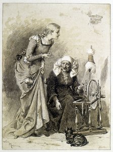 Šípková Růženka – v „Les Contes de Fées““ od Charlese Perraulta, ilustrace Adrien Marie od Adrien Emmanuel Marie