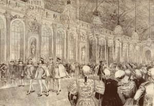 Průvod rytířů Řádu svatého Ducha (Svatého Ducha) v ledové galerii zámku Versailles v den Letnic roku 1789. Kresba Adriena Marie z roku 1889. od Adrien Emmanuel Marie