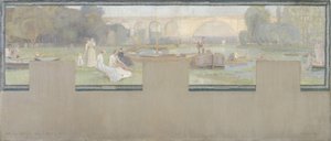Náčrt radnice v Nogent-sur-Marne: Le repos - la navigation, jaro 1889 (olej na plátně) od Adrien Karbowsky