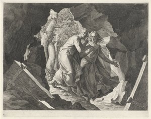 Dante a Virgil vstupují do pekla branou od Egidius  Sadeler (II)
