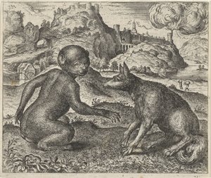 Pohádka o opici a lišce od Egidius  Sadeler (II)