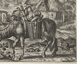 Bajka o oslíkovi naloženém lahůdkami od Egidius  Sadeler (II)