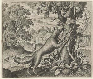 Bajka o lišce a hroznech od Egidius  Sadeler (II)