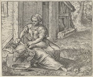 Bajka o ženě a kuřeti od Egidius  Sadeler (II)