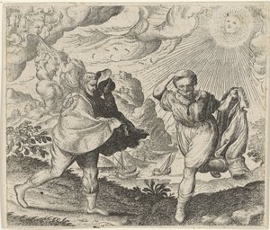 Bajka o větru, slunci a chodcích od Egidius  Sadeler (II)