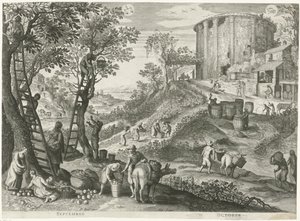 září a říjen Dvanáct měsíců v šesti italských krajinách (název seriálu) od Egidius  Sadeler (II)
