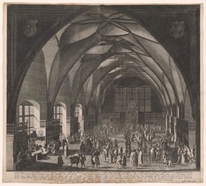 Vladislavský sál, Pražský hrad, výroční veletrh od Aegidius Sadeler II