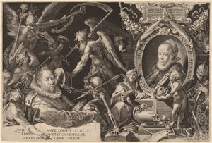 Bartholomaeus Spranger a jeho zesnulá manželka Christina Muller od Aegidius Sadeler II, after Bartholomaeus Spranger