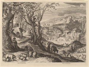 listopad a prosinec od Aegidius Sadeler II after Paul Bril